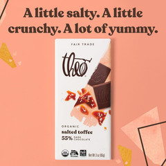 Chocolate Salted Toffee Organic Dark Chocolate Bar, 55% Cacao, 12 Pack | Fair Tr