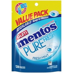 (PACK OF2) Mentos Pure Fresh Mint Sugar Free Gum Extra Value Pack 120 Count