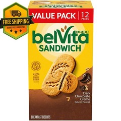 belVita Breakfast Bar Biscuit Sandwiches, Dark Chocolate Creme – Value Pack, 12