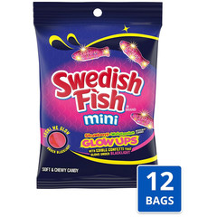 Swedish Fish Mini Glow Ups, Soft & Chewy Gummy Candy, 6.7-Ounce (Pack of 12)