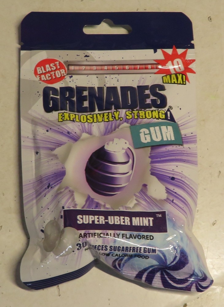 Grenades Gum Super Uber Mint 30 pc Gumballs Per Bag Explosively Strong Gum 10/10