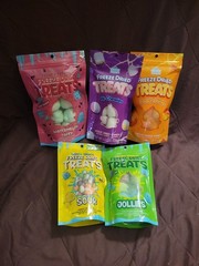 5 Pk Freeze Dried Candy Treats Watermelon HI CHEW Peach, Sour Skitt & JOLLIES #3