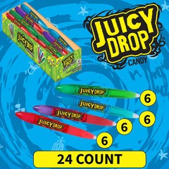 Juicy Drop Sour Gel Pens Candy, 24 Count