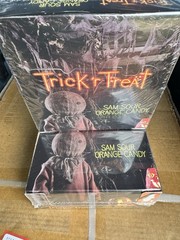 (LOT OF 3, 36 Tins) Trick ‘r Treat Sam Tin Sour Orange Candy Halloween Display