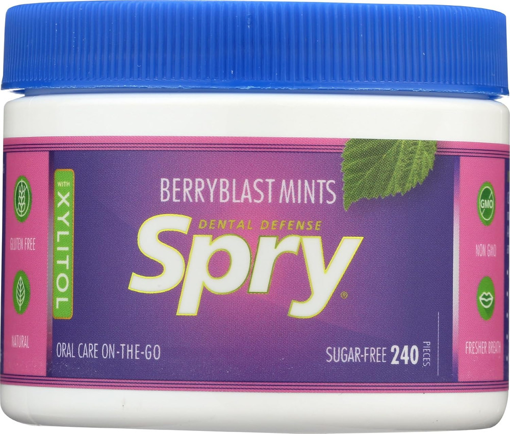 Spry Xylitol Berry Blast Mints Sugar Free Candy – Promote Oral Health, Increase