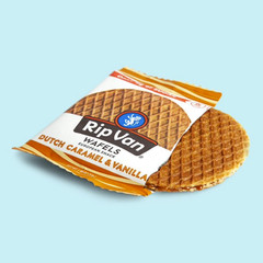 Rip Van Wafels Dutch Caramel & Vanilla Stroopwafels, Baked Snack, 24 Count