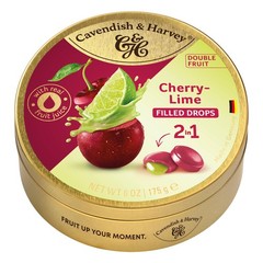 | Double Fruit Drops – Cherry with Lime Filling | 175g 6 ounce Tin