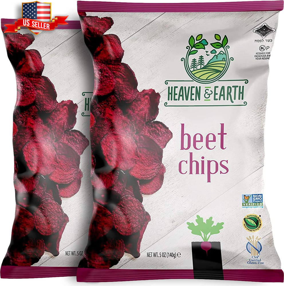 Heaven & Earth Beet Chips – Non-GMO, Gluten Free, Kosher – 5oz (2 Pack)