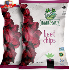 Heaven & Earth Beet Chips – Non-GMO, Gluten Free, Kosher – 5oz (2 Pack)