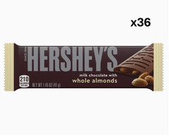 HERSHEY’S Milk Chocolate with Whole Almonds Candy Bars, 1.45 oz (36 Count)