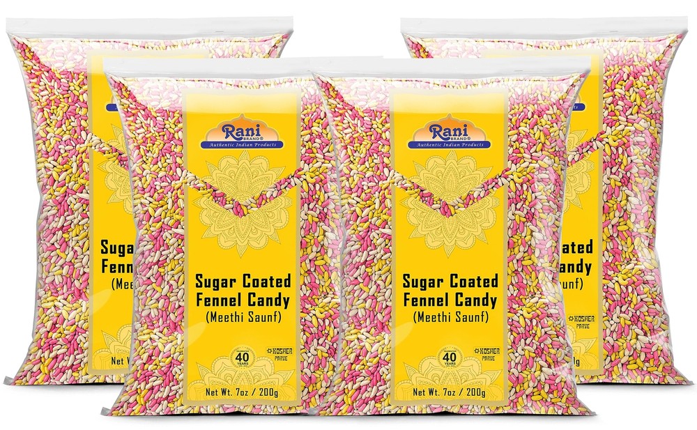 Rani Sugar Coated Fennel Candy 7oz 200g (Pack of 4, 28oz/800g total)