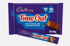 Cadbury Timeout 10 x Milk Chocolate Wafer Multipack Biscuit Bars 90g