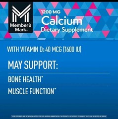 Member’s Mark Calcium w/ Vitamin D3 1200 MG Tablets, 600 count SEALED Exp 05/27