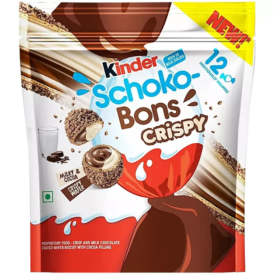 8 X kinder schoko bons crispy with milk and cocoa crispy wafer bons, 67.2g