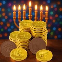 Six Mesh Bags of Gourmet Milk Chocolate Gelt – Kosher Certified for Hanukkah