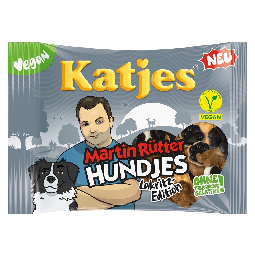 Katjes Martin Rütter DOG shaped licorice gummy bears VEGAN- 175g -FREE SHIP
