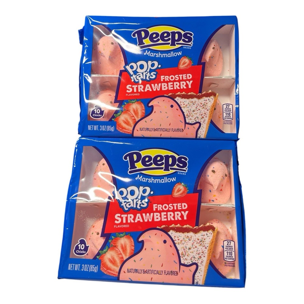 (2) Peeps Pop-Tarts Frosted Strawberry Marshmallow Chicks 10ct 3oz Candy