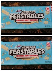 Lot Of 2 Mr Beast Feastables Pretzel Mint Crunch White Chocolate Bars Exp 09/26