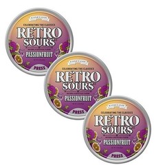 Retro Sours – Passion Fruit Hard Candy – Tart & Tangy 3-Pack Candy Tins