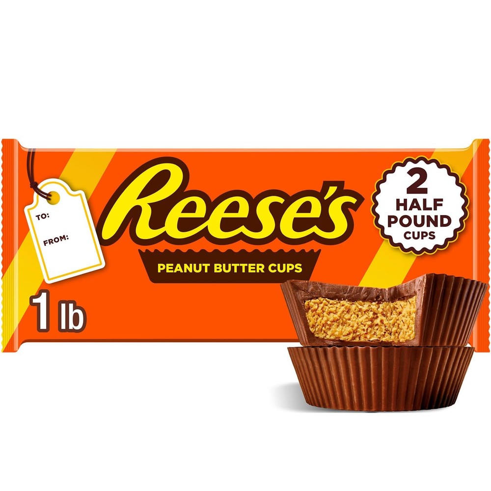 REESE’S Milk Chocolate Peanut 16 Ounce, 1 Count (Pack of 1), Red, Black