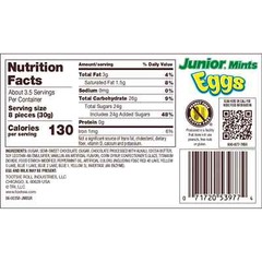 Junior Mints 3.5 oz EGGS with Colored Centers in Dark Chocolate Easter BB 1/2026