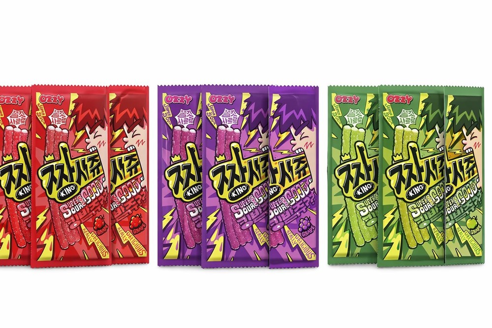 Korean Sour Chewy Candy Sticks Variety Pack (9 Pack) – Strawberry, Grape &…