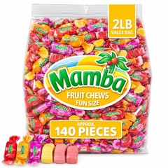 Mamba Fruit Chews Assorted, 5 Fruit Flavors Mix, Bulk Chewy Candy (2 Pounds)
