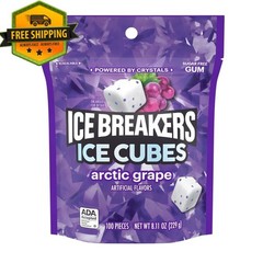 Ice Breakers Ice Cubes Arctic Grape Sugar Free Gum 100pcs 8.11oz Pouch