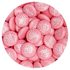 Baby Girl Pink Candy Gum Buttons, 2 Pound Bag (Approx. 180 Pieces),