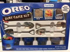 OREO Dirt Cake Kit with Real Cookie Pieces, Gummy Worms, Pudding Mix, 4 Blue Cup