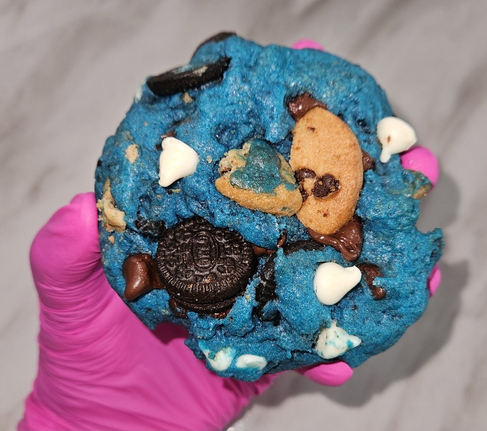 Handmade fresh baked Cookie Monster , 4oz Cookie, Soft baked Thick & Chewy