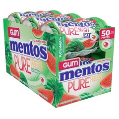 Mentos Pure Fresh Sugar-Free Chewing Gum 50 Count (Pack of 6), Mint, green