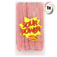 1x Tub Sour Power Strawberry Flavored Candy Belts | 144 Belts Per Tub | 2.5lbs