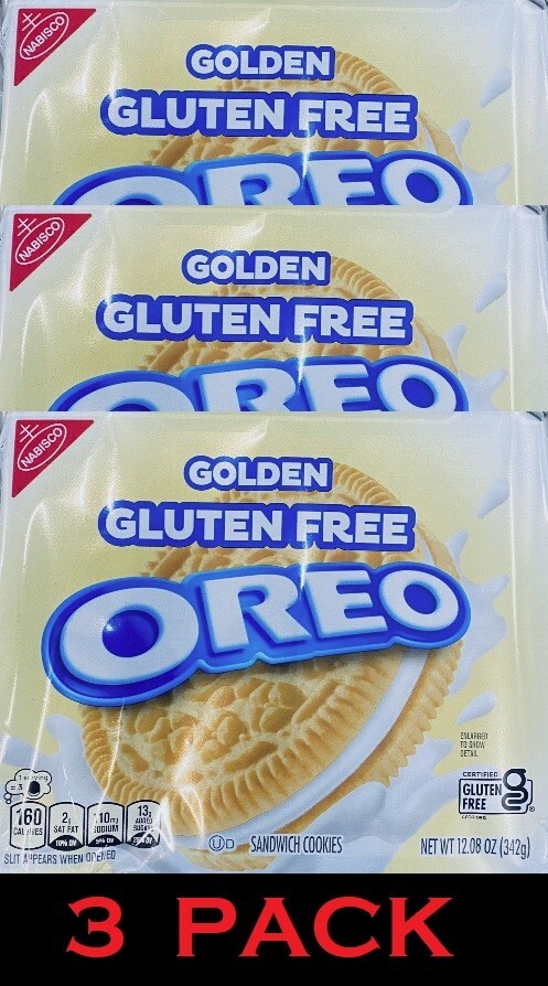 3x NABISCO Oreo GOLDEN GLUTEN FREE Vanilla Sandwich Cookies 12.08 oz NEW 3 PACK