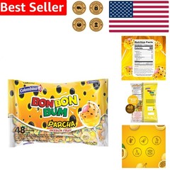Bon Bon Bum Passion Fruit Lollipops 48 Count Individually Wrapped Candy Snacks