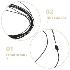 10Pcs Reusable Elastic Pen Holder Lanyard with Silicone Ring Black Office Use