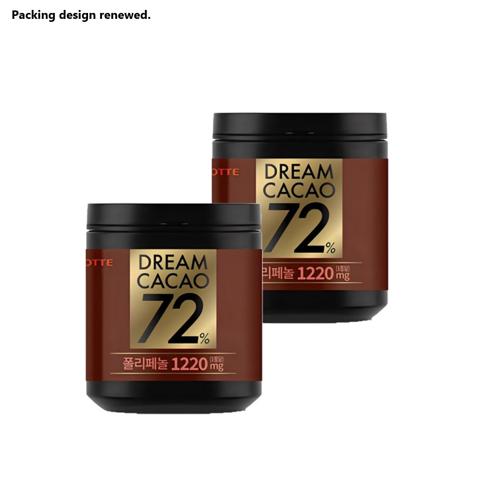 2EA) LOTTE Dream Cacao 72% Polyphenol Rich Chocolate Korean Snack 86g x 2ea