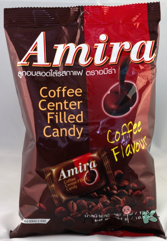 1 BAG Amira Thai Coffee Center Filled Hard Candy 10.5oz 100pcs Thailand