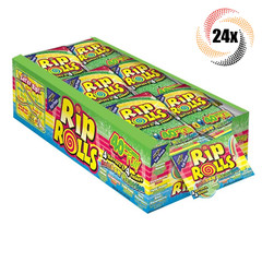 Full Box 24x Packs Rip Rolls Rainbow Reaction Fat Free Candy | 40 Inches | 1.4oz