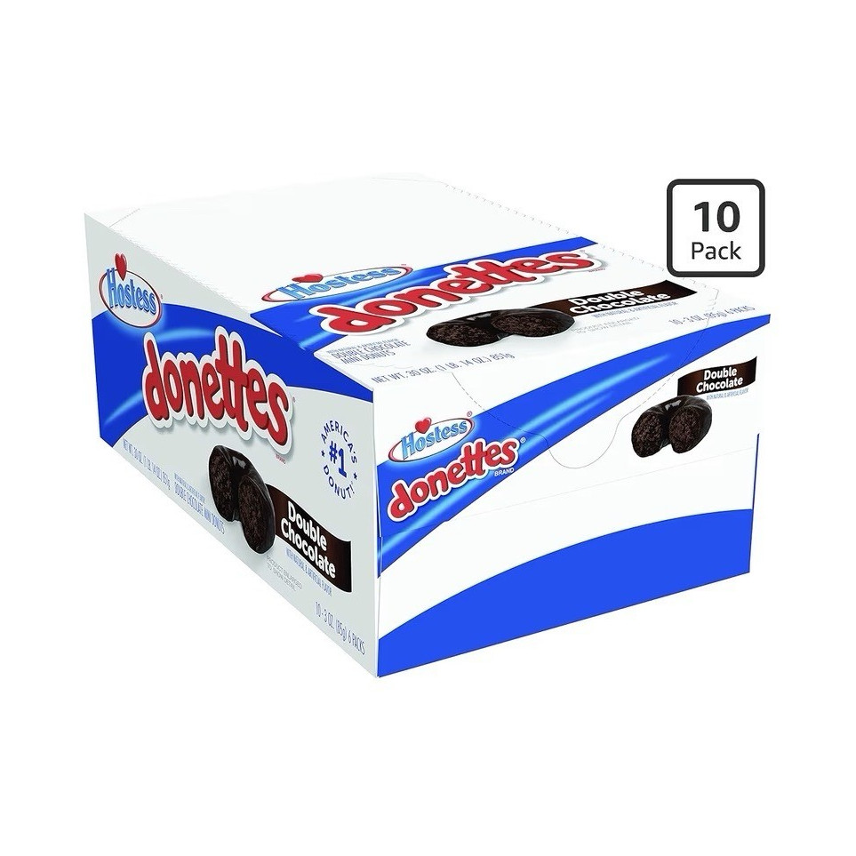 Hostess Donettes Double Chocolate 10 Pack 6 Mini Donuts Cookie & Biscuit Snack