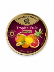 Cavendish & Harvey Tropical Fruit Drops Hard Candy Tin 7 oz 200g Made in Germany