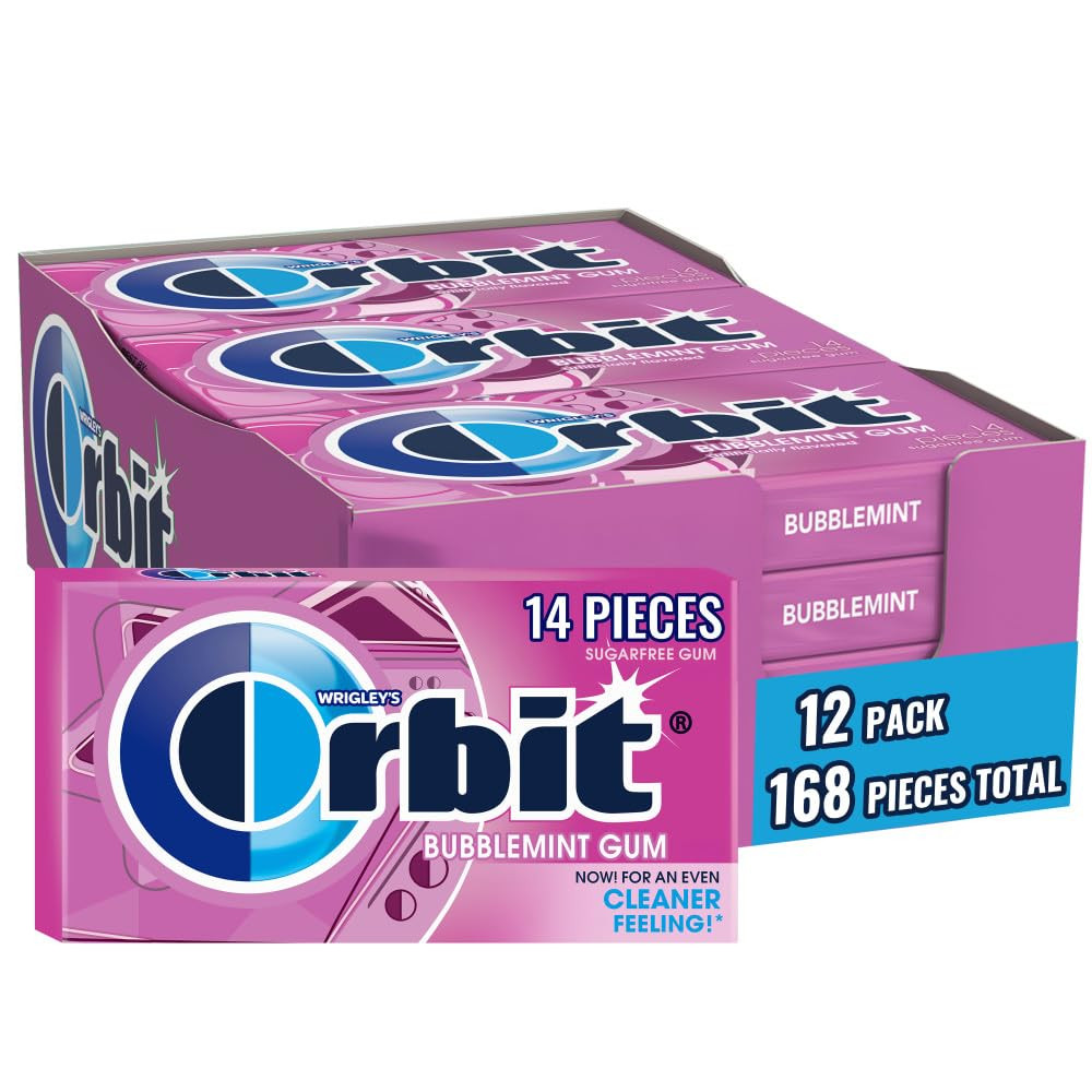 Bubblemint Chewing Gum Sugar Free, 12 Packs of 14-Pieces (168 Total Pieces) Gum