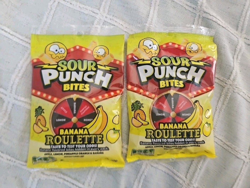 Sour Punch Banana Roulette Chewy Candy 5 oz Bag SEALED NEW Exp 04/2026 LOT 2