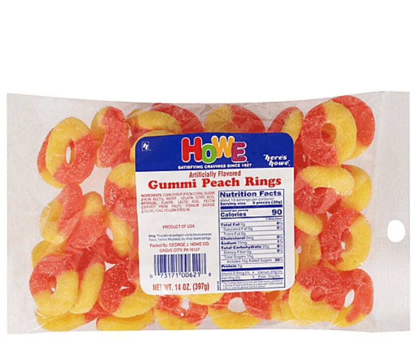 BULK PEACH Gummi Peach Rings Gummy Candy – BULK CANDY- THREE POUNDS