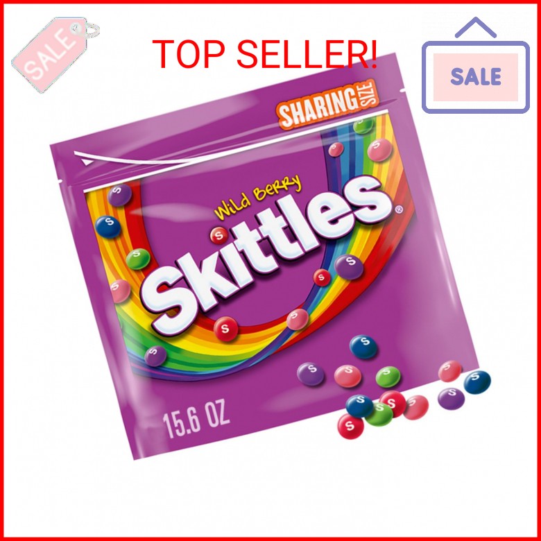 SKITTLES Wild Berry Chewy Candy Share Size Movie Night Party Favor Candy Snack,