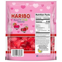Valentine’s Day Haribo Sweet and Sour Gummy Hearts, 9 Ounces bag-(Pack of 2)