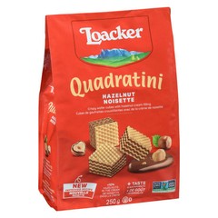 Loacker Quadratini Chocolate Hazelnut Wafer Cookies, 250g/8.75 oz