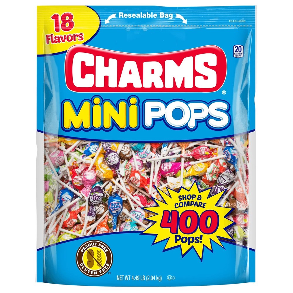 Charms Mini Pops – 4.5 lb Bag of Individually 400 Count (Pack 1), Assorted