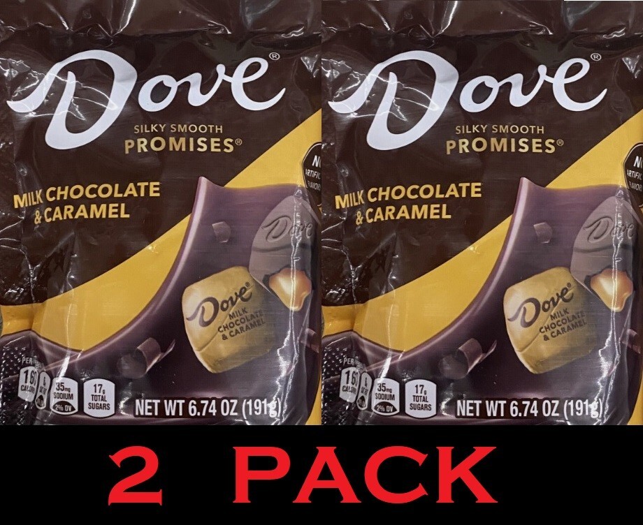2x Dove Milk Chocolate & Caramel Silky Smooth Promises Candy Bag 6.74 Oz 2 PACK