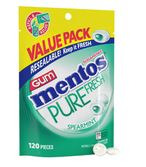 (PACK OF 2) Mentos Pure Sugar-Free Gum with Xylitol, Spearmint, Nut Free,120GUMS